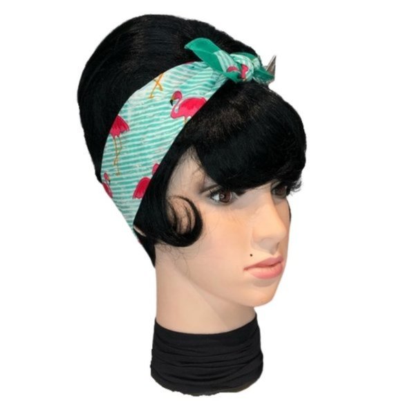 Flamingo and Stripes Retro Bandana Tie Headband - Picture 4 of 13